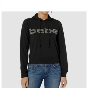 Bebe Women's Black French Terry Hooded Pullover